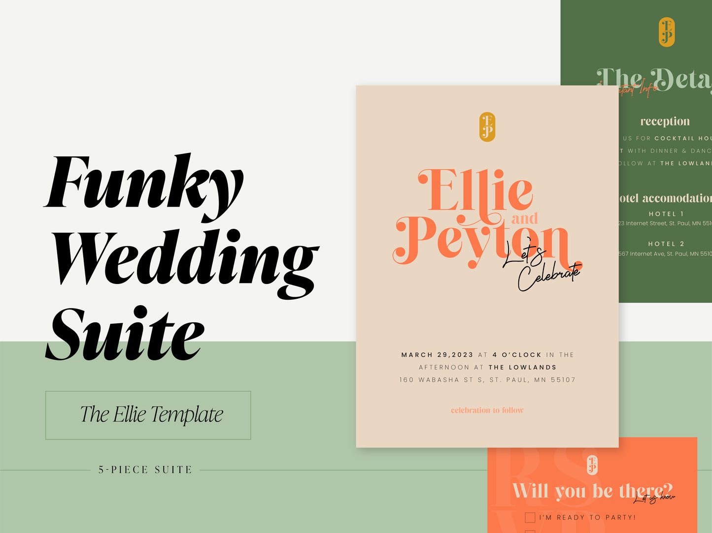The Ellie Collection | Retro Wedding Invites | Fun Wedding Invitations