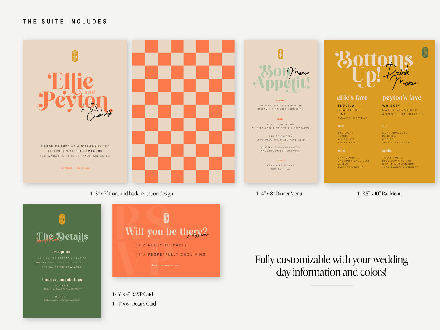 The Ellie Collection | Retro Wedding Invites | Fun Wedding Invitations